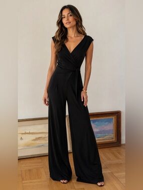 Vintage 70’s Simon Massey/Janice Wainwright Black Wide-Leg Jumpsuit, Sz S
